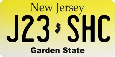 NJ license plate J23SHC