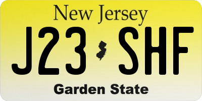 NJ license plate J23SHF