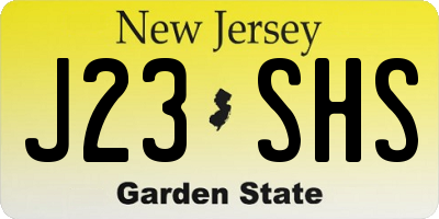 NJ license plate J23SHS