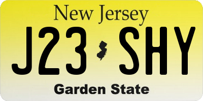 NJ license plate J23SHY