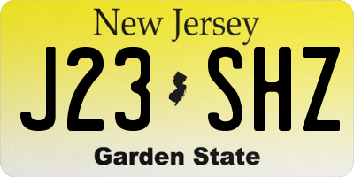 NJ license plate J23SHZ