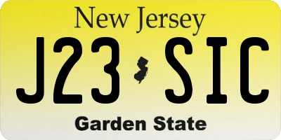 NJ license plate J23SIC