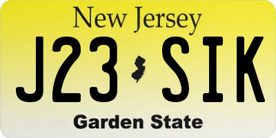 NJ license plate J23SIK