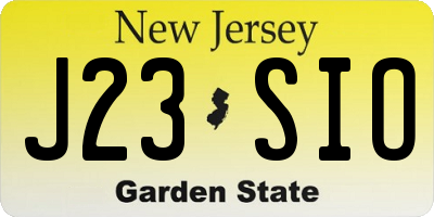 NJ license plate J23SIO
