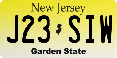 NJ license plate J23SIW