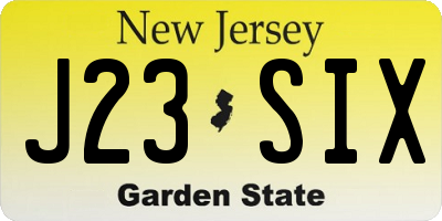 NJ license plate J23SIX