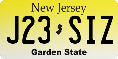 NJ license plate J23SIZ