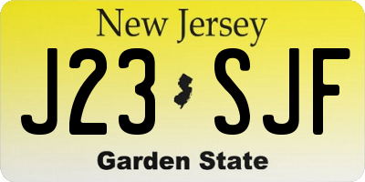 NJ license plate J23SJF
