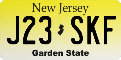 NJ license plate J23SKF