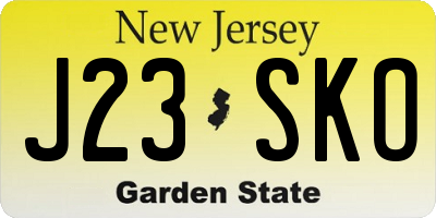 NJ license plate J23SKO