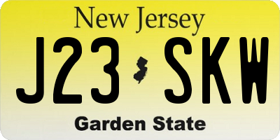 NJ license plate J23SKW