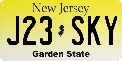NJ license plate J23SKY