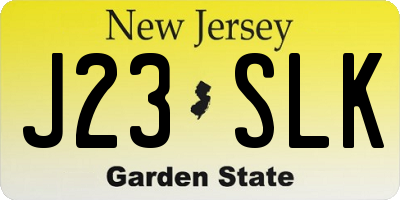 NJ license plate J23SLK