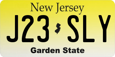 NJ license plate J23SLY
