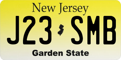 NJ license plate J23SMB
