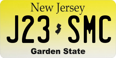 NJ license plate J23SMC