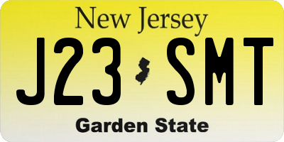 NJ license plate J23SMT