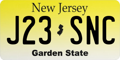 NJ license plate J23SNC