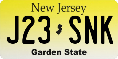 NJ license plate J23SNK