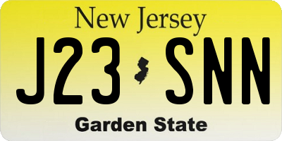 NJ license plate J23SNN