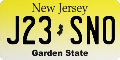 NJ license plate J23SNO