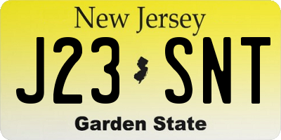 NJ license plate J23SNT