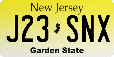 NJ license plate J23SNX