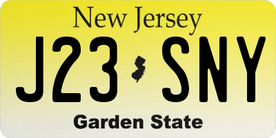 NJ license plate J23SNY