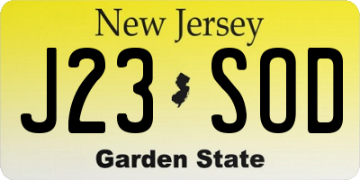 NJ license plate J23SOD