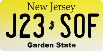NJ license plate J23SOF