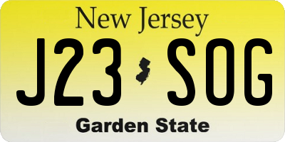 NJ license plate J23SOG