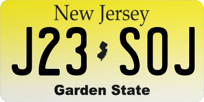 NJ license plate J23SOJ