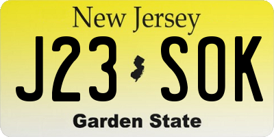NJ license plate J23SOK