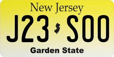 NJ license plate J23SOO