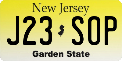 NJ license plate J23SOP
