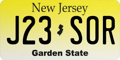 NJ license plate J23SOR