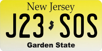 NJ license plate J23SOS