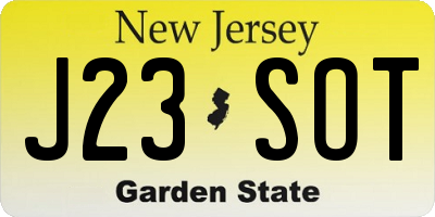NJ license plate J23SOT