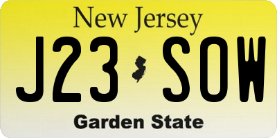 NJ license plate J23SOW
