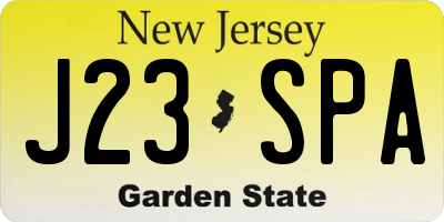 NJ license plate J23SPA