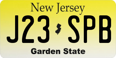 NJ license plate J23SPB