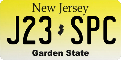 NJ license plate J23SPC