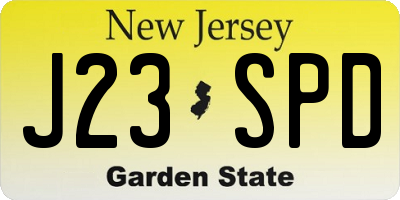 NJ license plate J23SPD