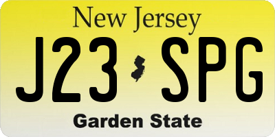 NJ license plate J23SPG