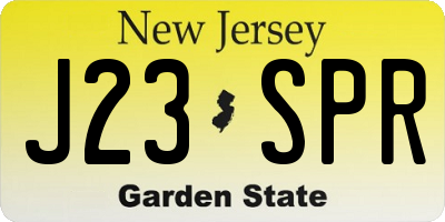 NJ license plate J23SPR