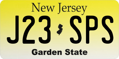 NJ license plate J23SPS
