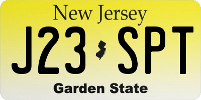 NJ license plate J23SPT