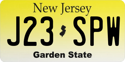 NJ license plate J23SPW