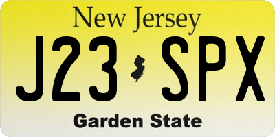 NJ license plate J23SPX