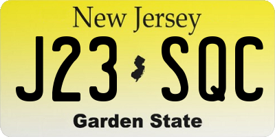 NJ license plate J23SQC